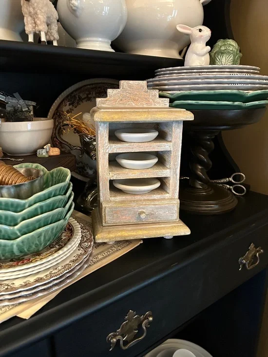 Chippy Wooden Butter Pat Display Cabinet - Picture 2 of 10